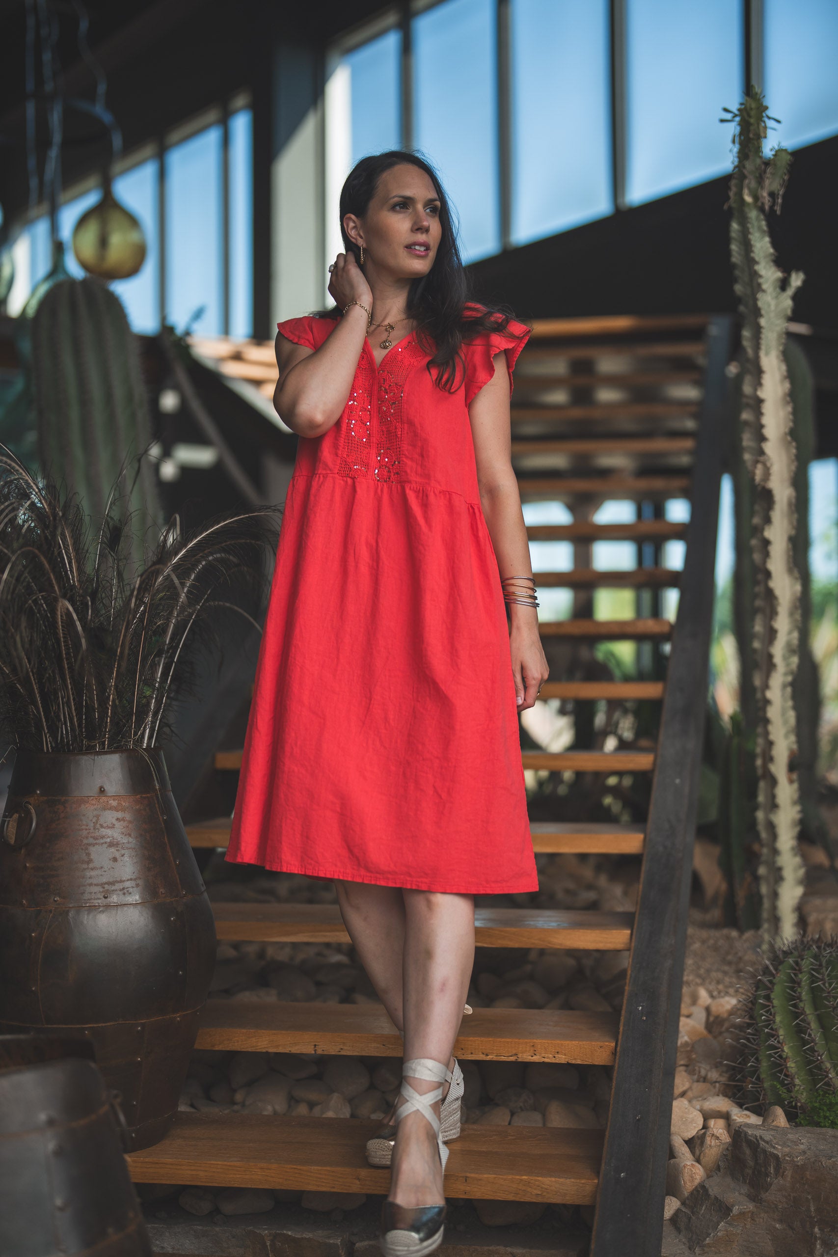 Robe uni pailletés