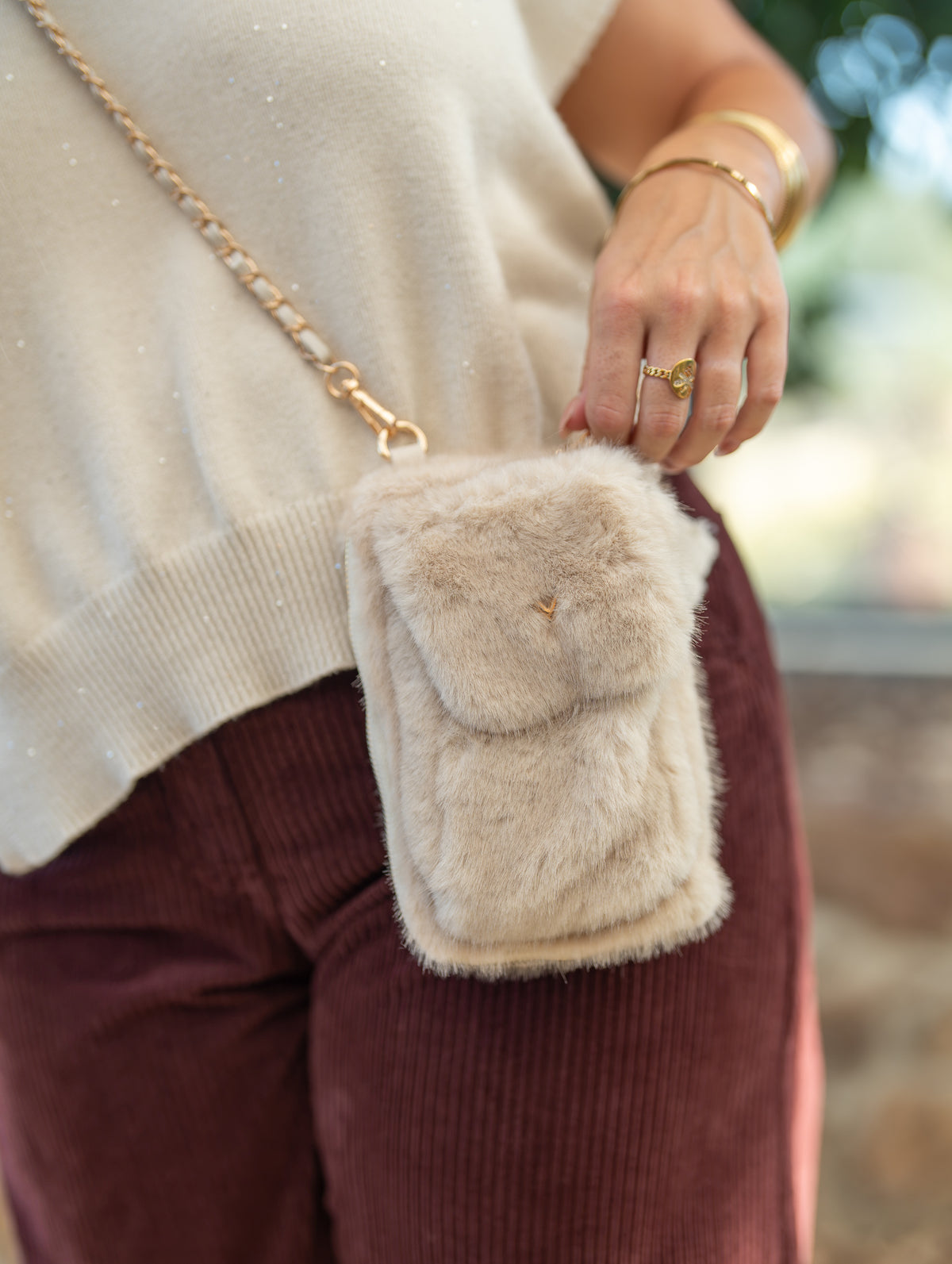 Petit sac bandoulière fourrure