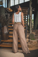Pantalon ceinture tressee