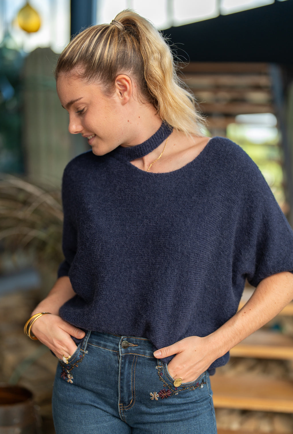 Pull col ouvert