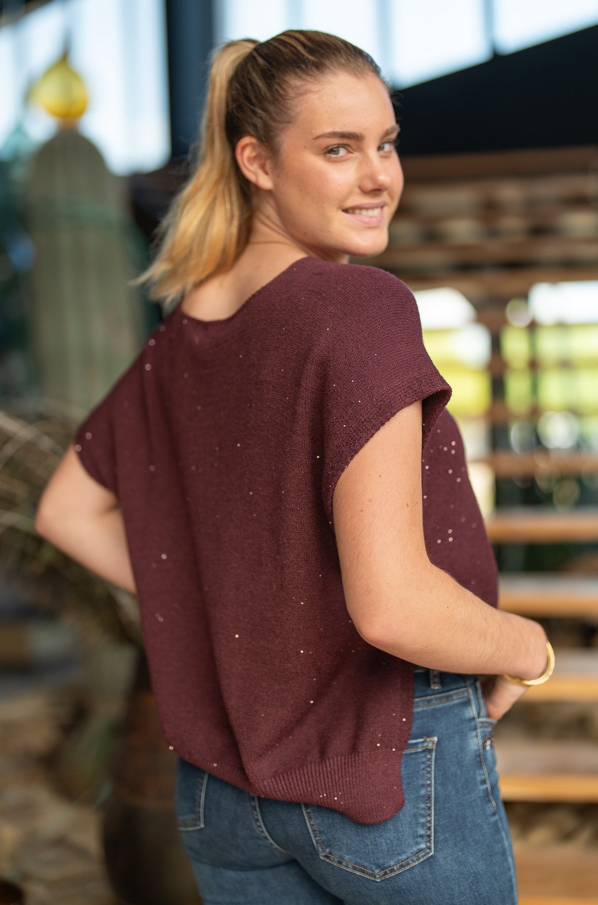 Pull sans manches sequins