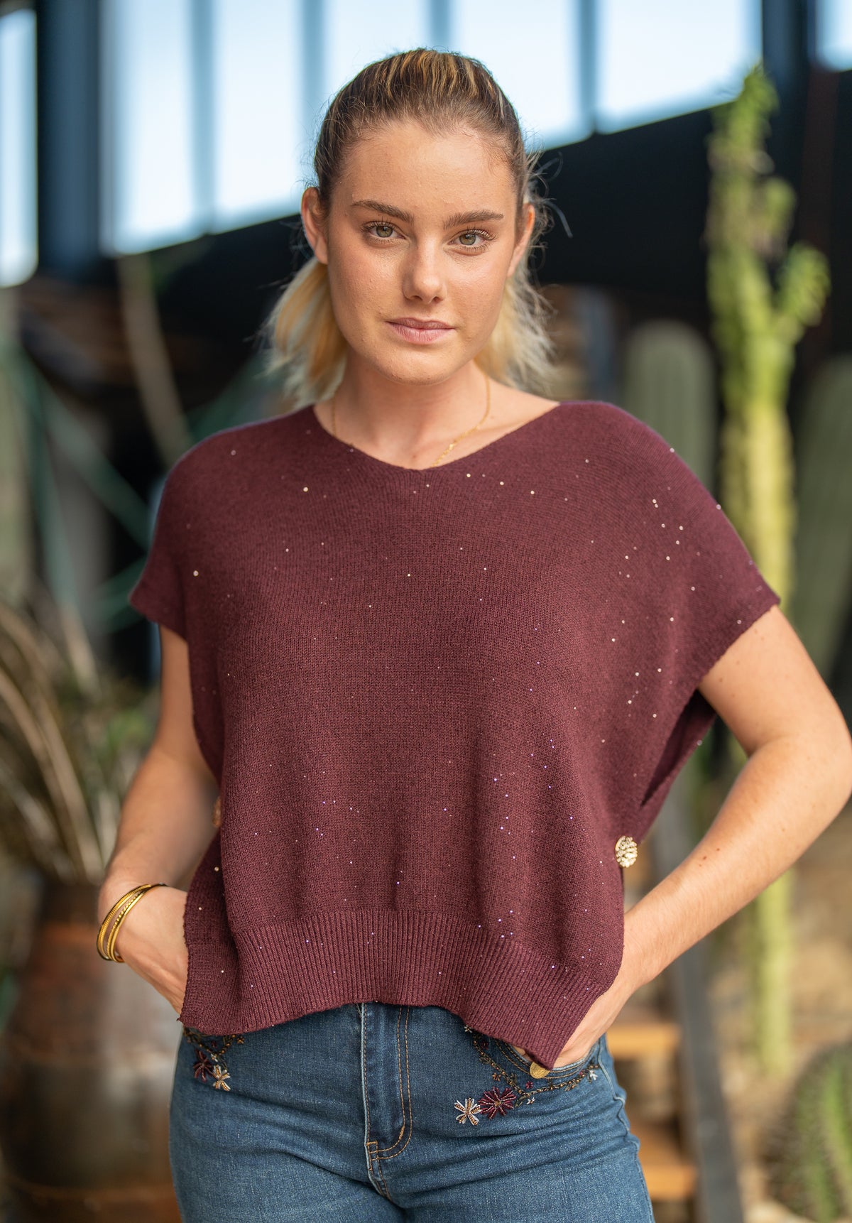 Pull sans manches sequins