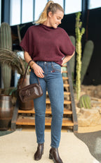 Pantalon broderie fleurs