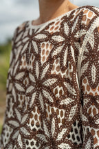 Pull crochet fleurs