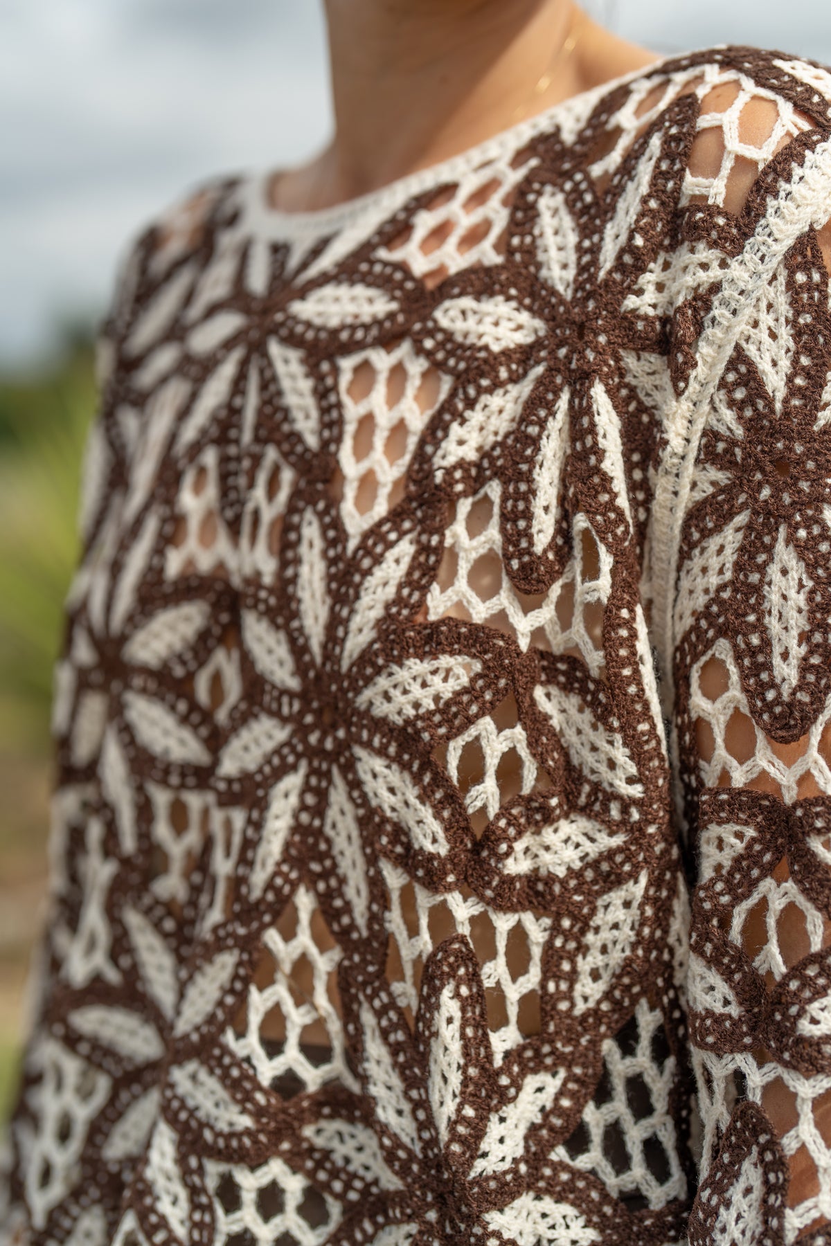 Pull crochet fleurs