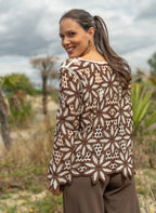 Pull crochet fleurs