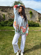 Chemise rayée fleurie