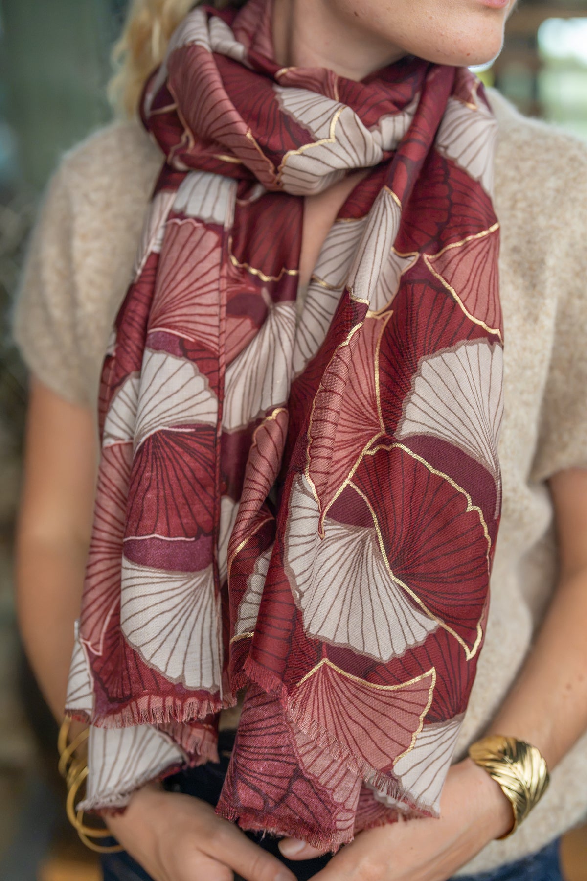 Foulard feuilles ginko