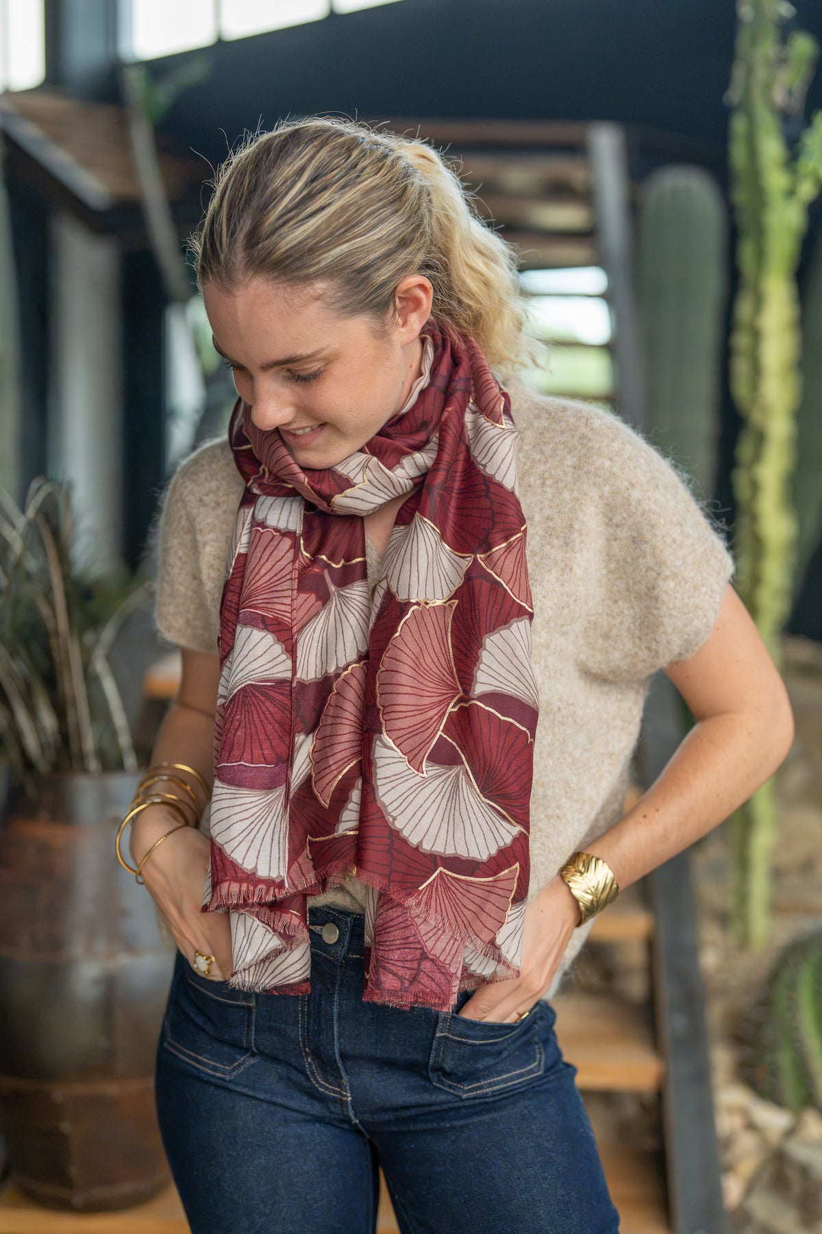 Foulard feuilles ginko
