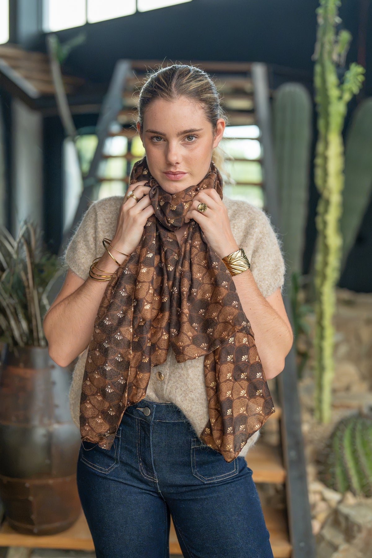 Foulard motif éventail