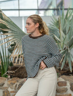 Pull rayé dos noué
