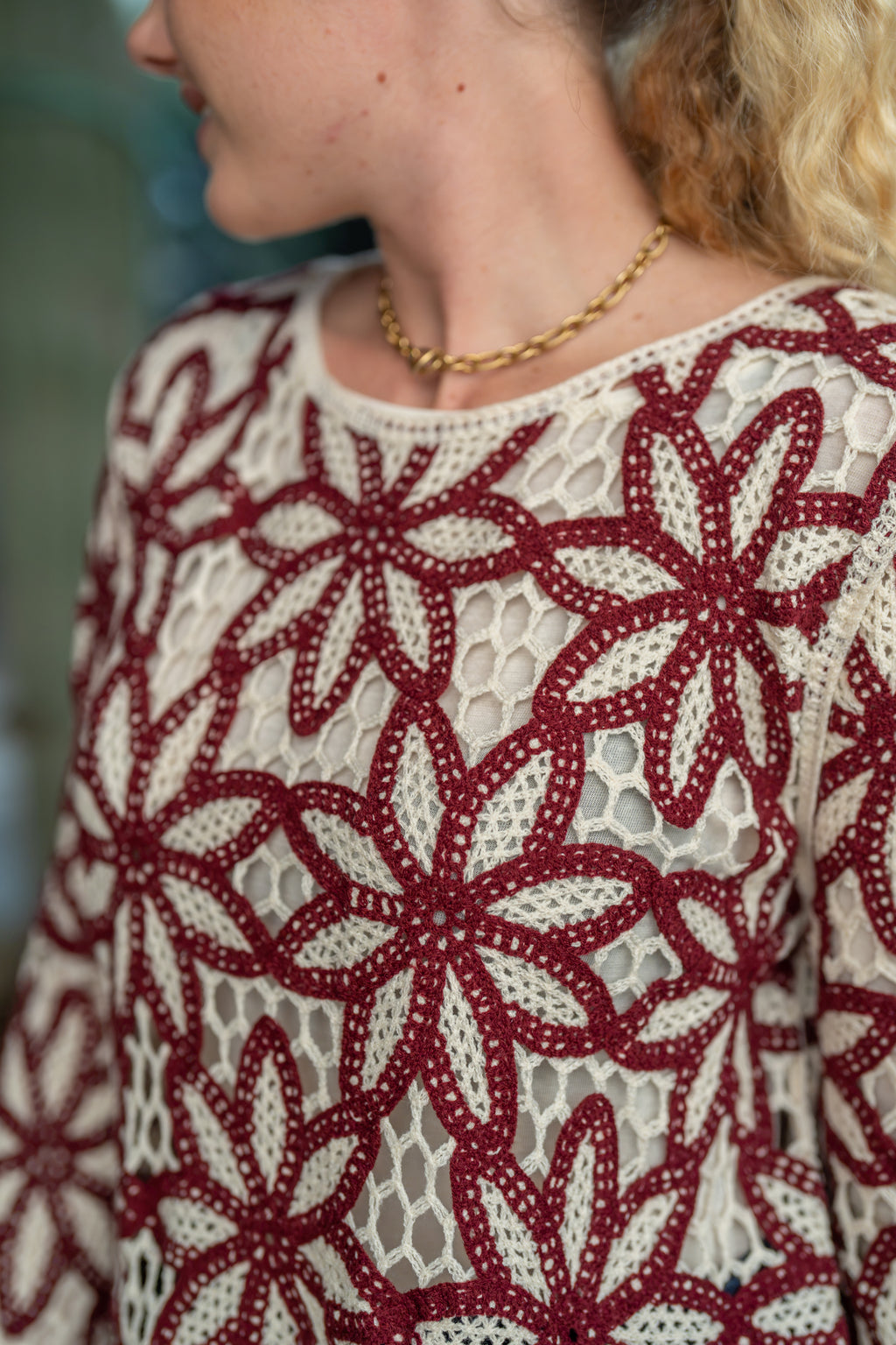 Pull crochet fleurs