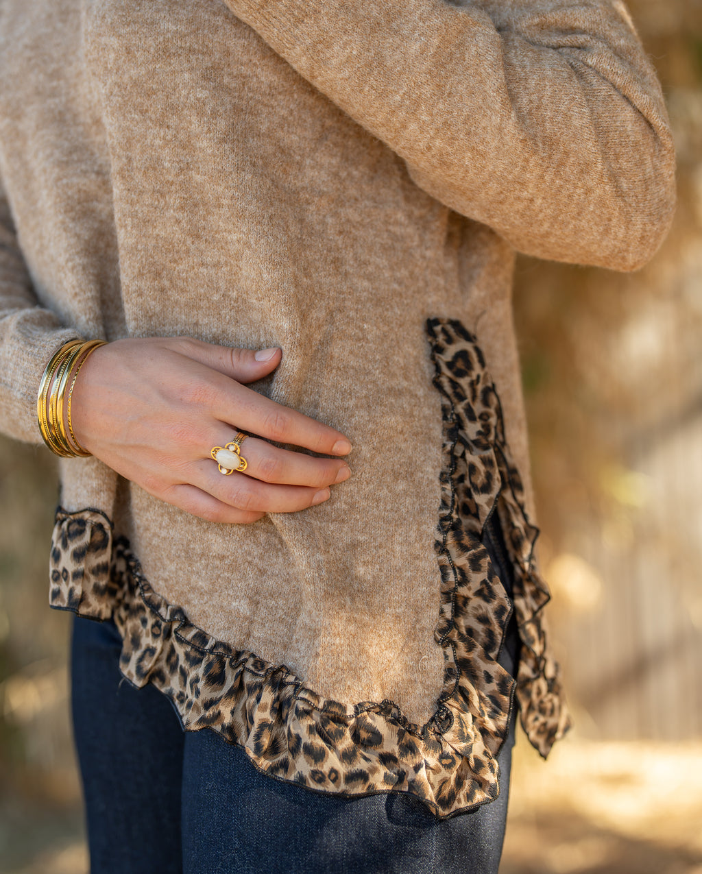 Pull asymétrique léopard