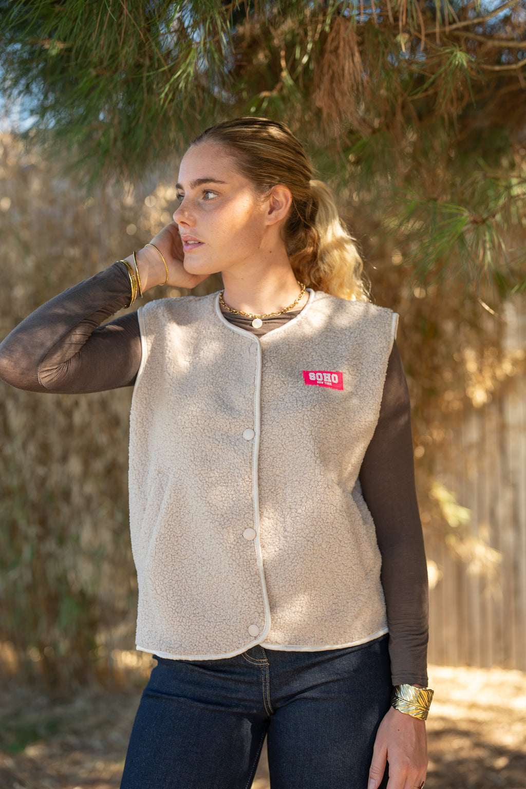 Veste moumoute sans manches