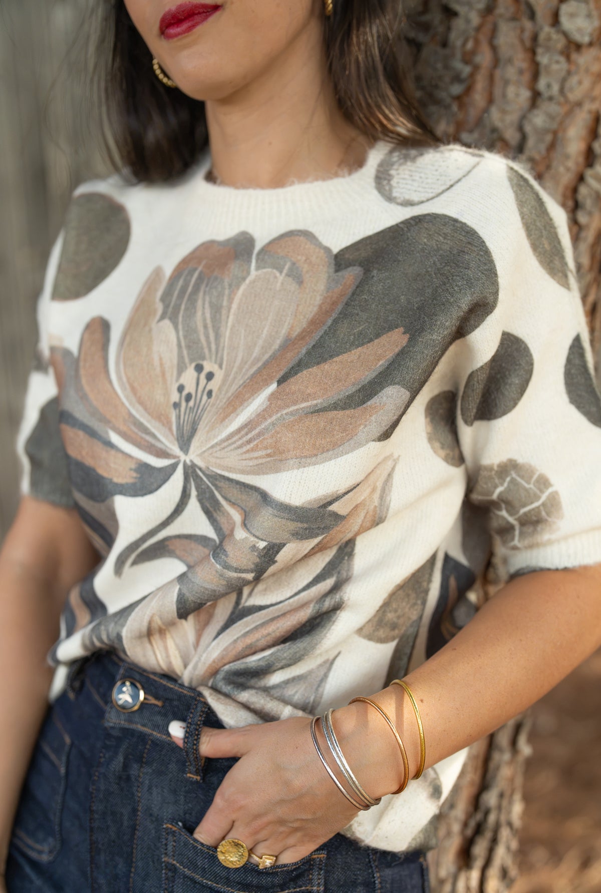 Pull imprimé fleurs