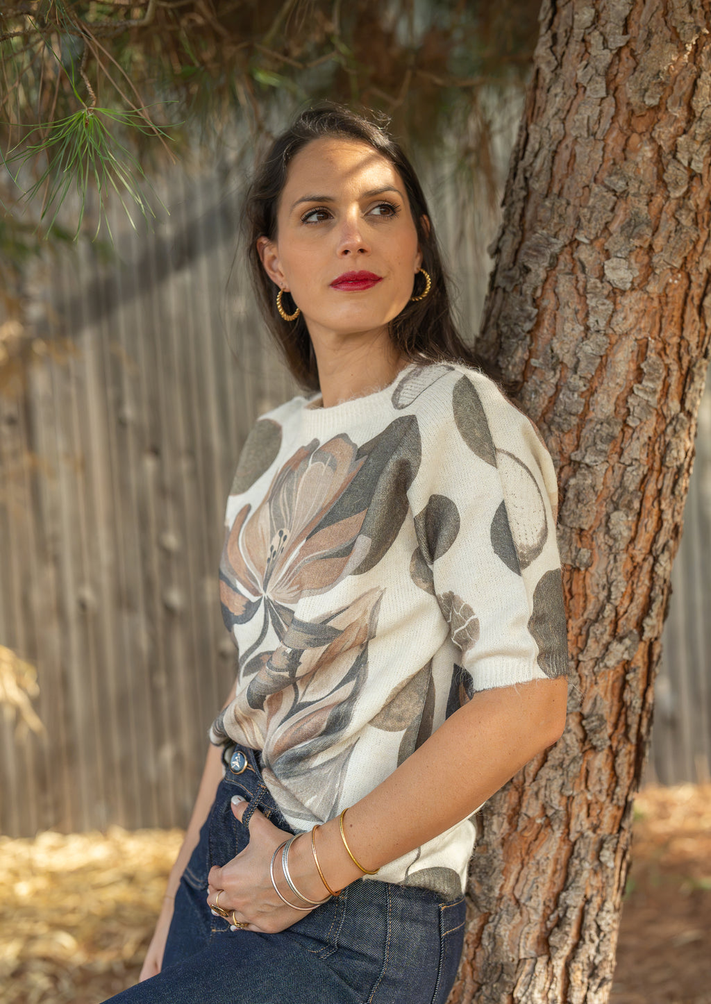 Pull imprimé fleurs