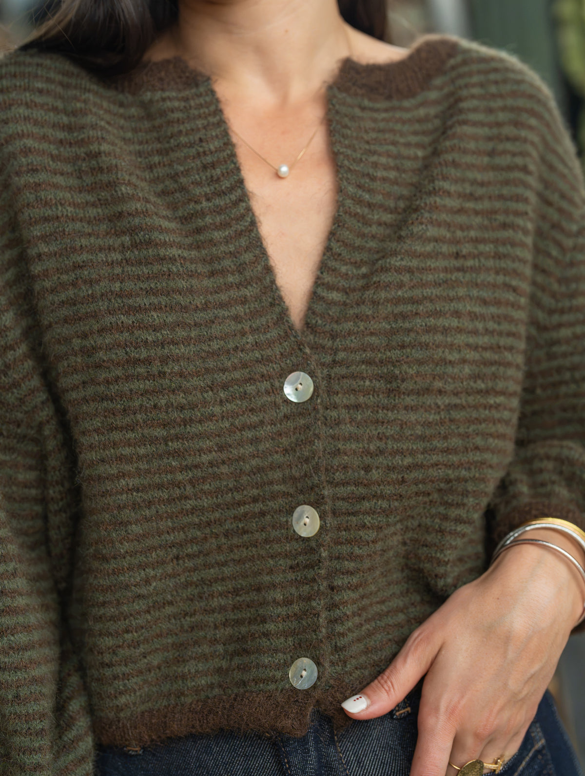 Gilet rayé boule