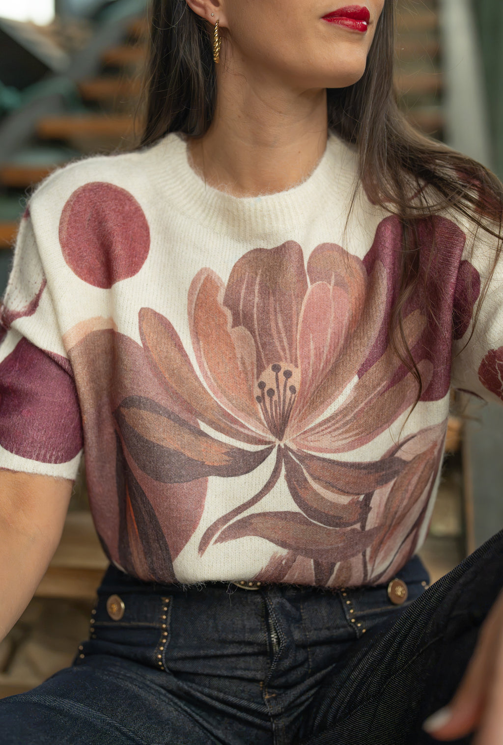 Pull imprimé fleurs