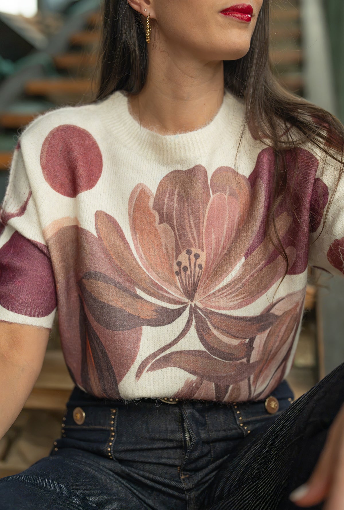 Pull imprimé fleurs