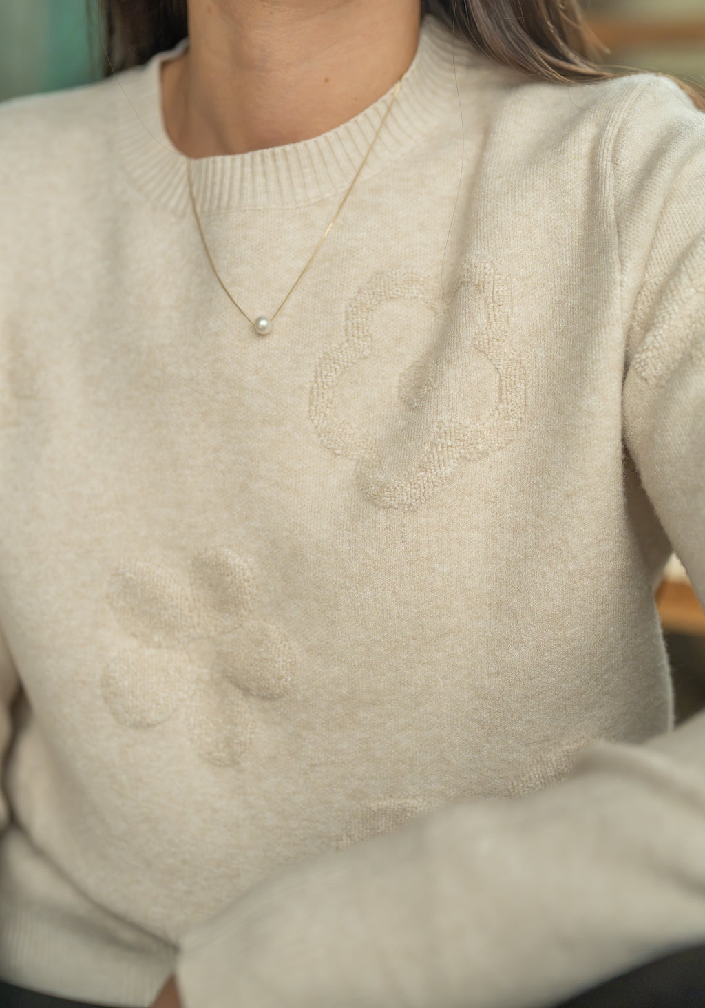 Pull fleurs brodée