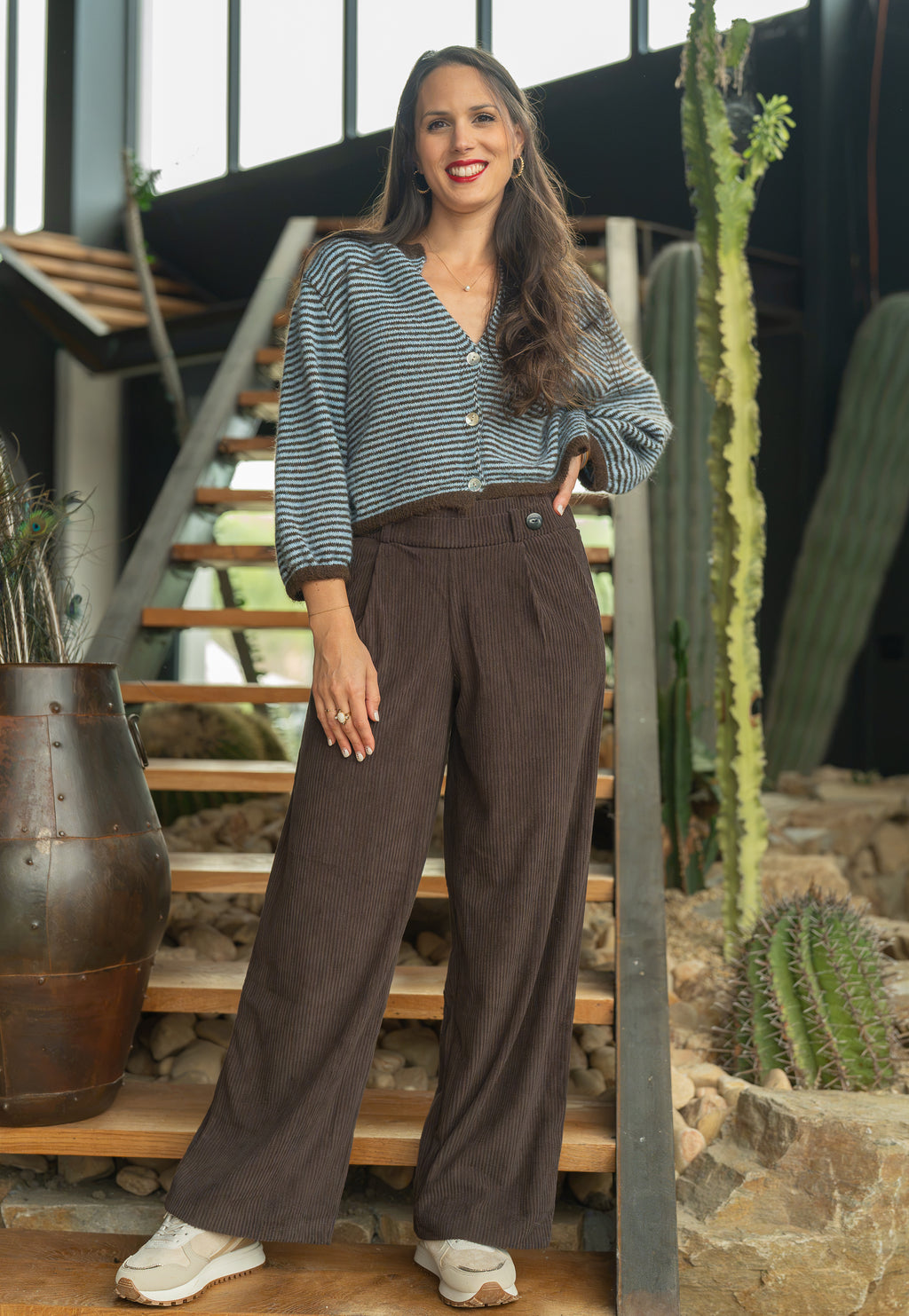 Pantalon large velours